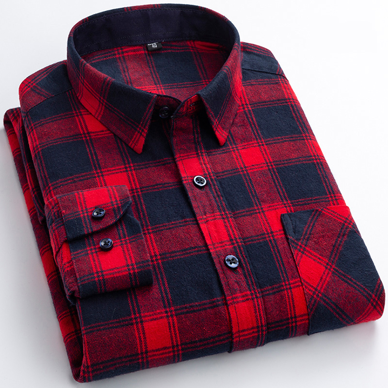 Dress Shirt Non-Iron - Nieuwe flanel geruite shirts voor heren