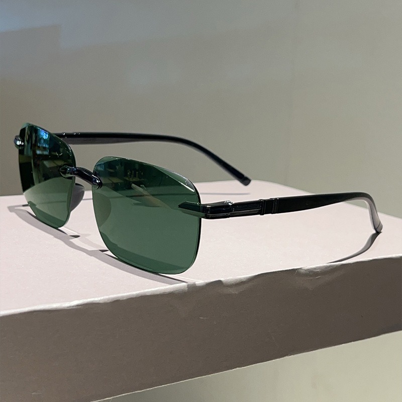 Men'S Fashion Rimless Glasses - Fashion Pilot Zonnebril Mannen Luxe Merk