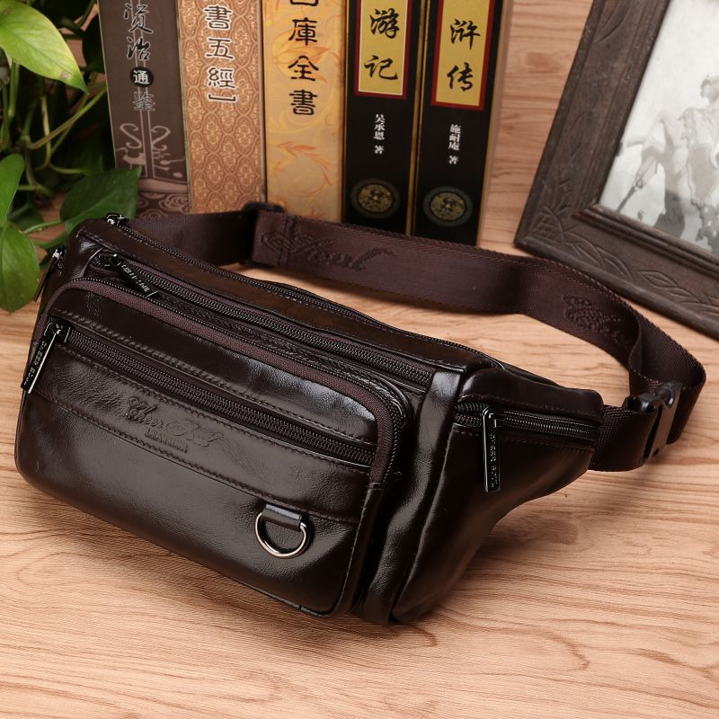 Leather Belt Braided - Mannen Taille Fanny Tassen Sling Borsttas