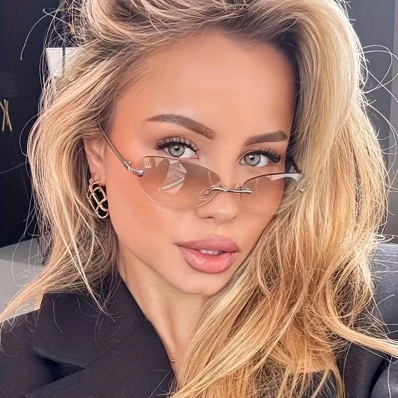Men'S Fashion Rimless Glasses - Randloze ovale zonnebril Dames Kleine ovale