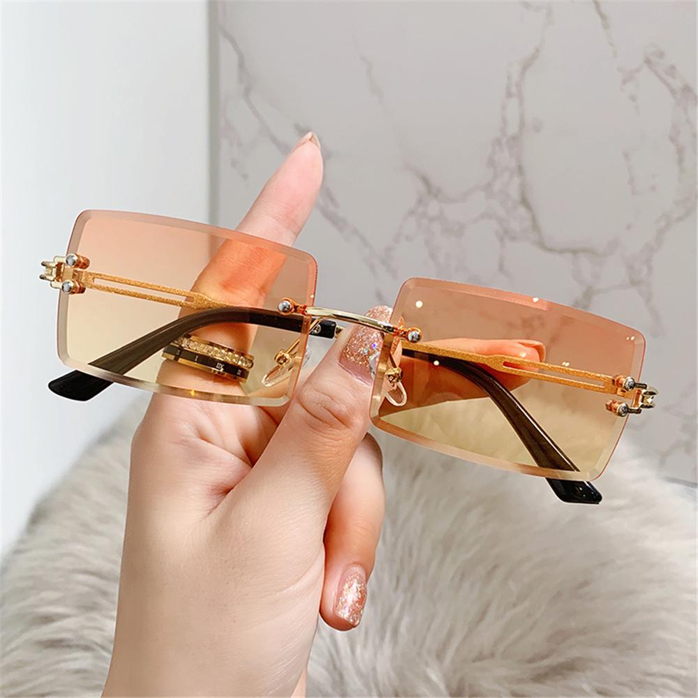 Men'S Fashion Rimless Glasses - Randloze Rechthoek Zonnebril Voor Dames Heren