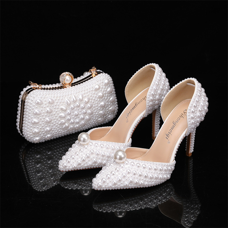 Men Fashion Elegant - Tas en schoenenset voor dames Parel