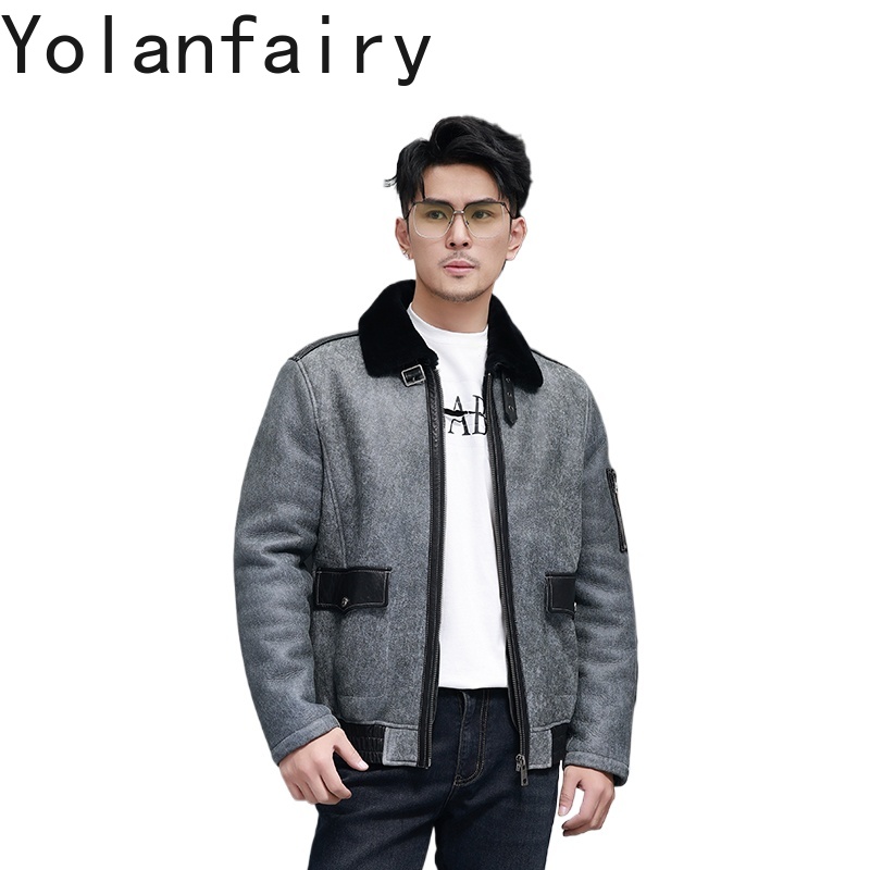 Mens Fashion Winter 2025 - YOLANFAIRY Korte Natuurlijke Bontjas Man Mode