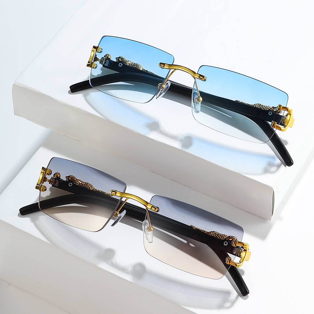 Men'S Fashion Rimless Glasses - 1 STKS Mode Vintage Randloze Zonnebril