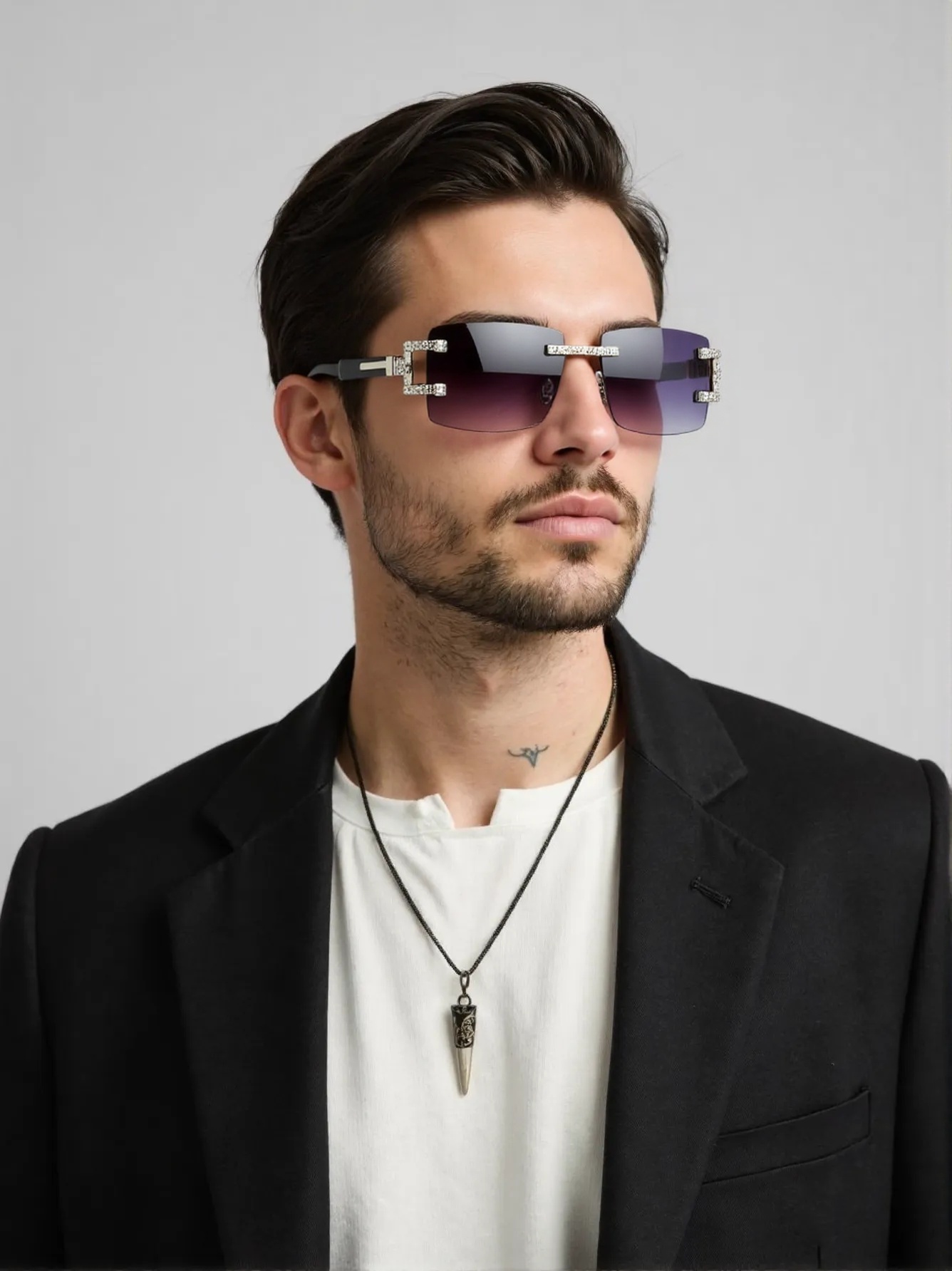 Men'S Fashion Rimless Glasses - Retro mode-zonnebril met houten poten, trend