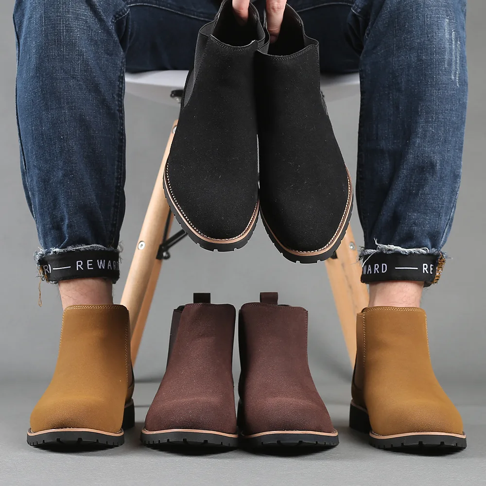 Mens Fashion Winter 2025 - Heren enkellaarsjes Britse stijl suède laars