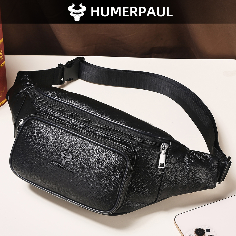Leather Belt Braided - HUMERPAUL Heren heuptas van rundleer, klassieke