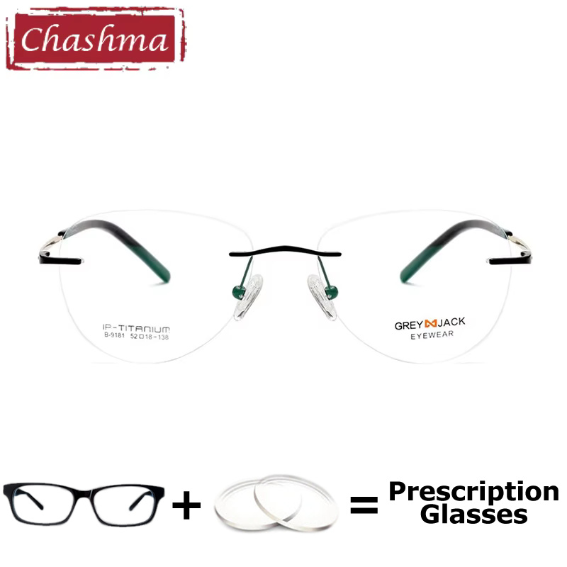 Men'S Fashion Rimless Glasses - Chashma Elegante Randloze Brillen Recept Bril