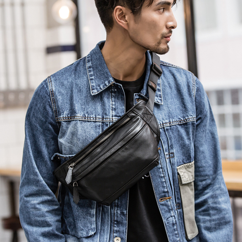 Leather Belt Braided - Nieuwe mode heren heuptas van echt