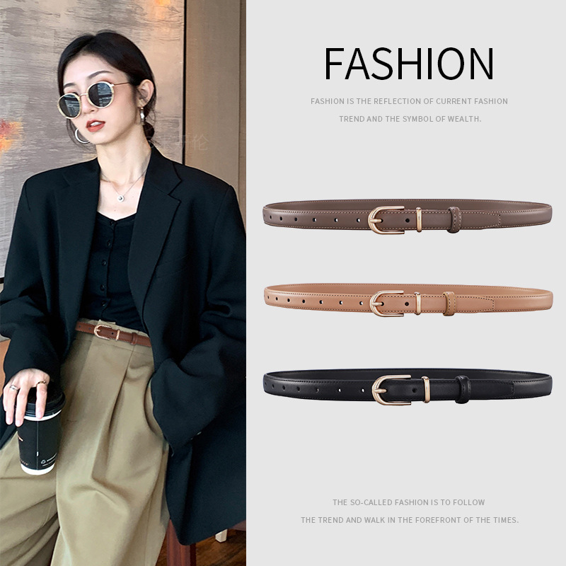 Leather Belt Braided - Damesriem van legering met gesp, tweelaags