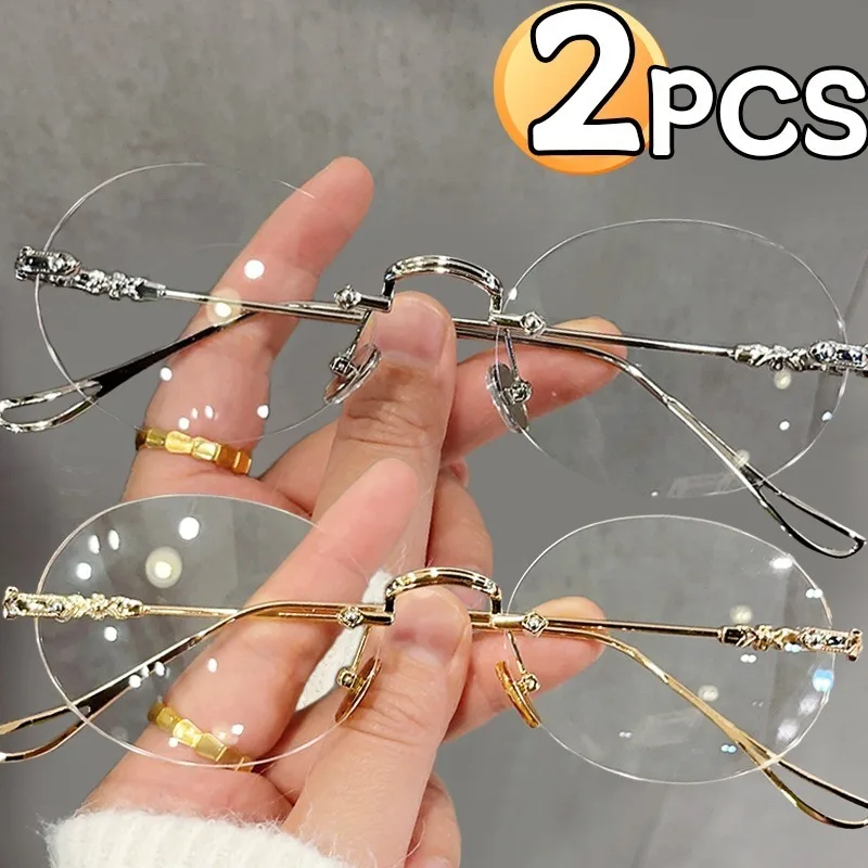Men'S Fashion Rimless Glasses - 1/2 Stuks Randloze Ovale Bril Voor