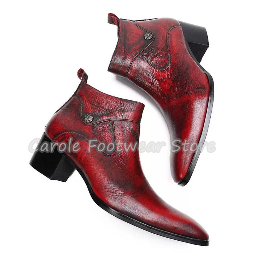 Chelsea Boots Men - Vintage vierkante neus, echt lederen enkellaarzen