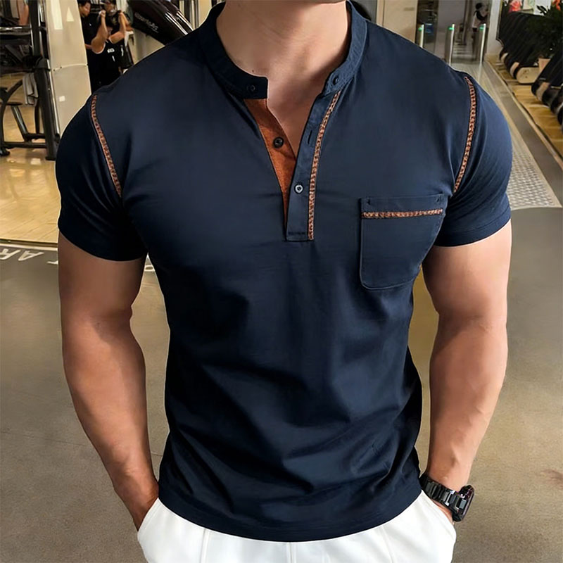 Men'S Fashion And Style - Nieuwe zomer heren golfpoloshirt met Henry-kraag,
