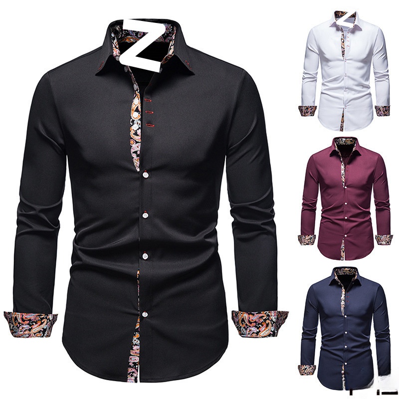 Dress Shirt Non-Iron - Heren overhemd met bloemenprint, paisley dessin,