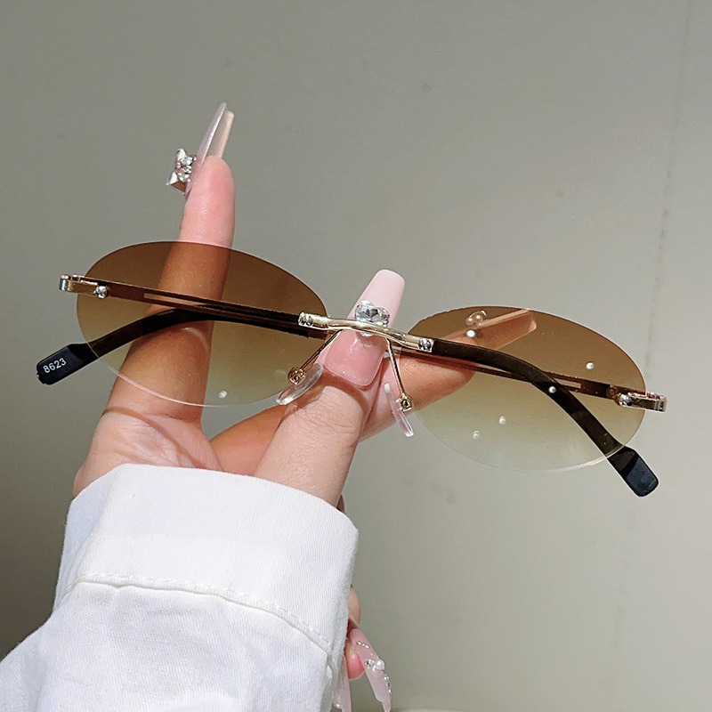 Randloze ovale zonnebril Heren - Men'S Fashion Rimless Glasses recensie en prijs