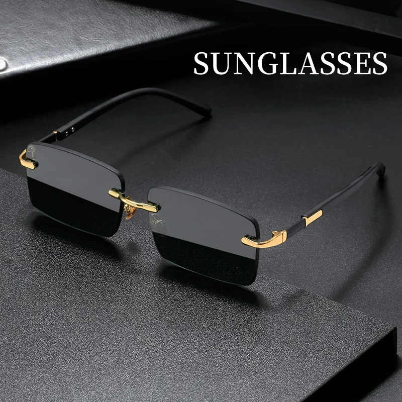 Mode Rechthoekige zonnebril He - Men'S Fashion Rimless Glasses recensie en prijs